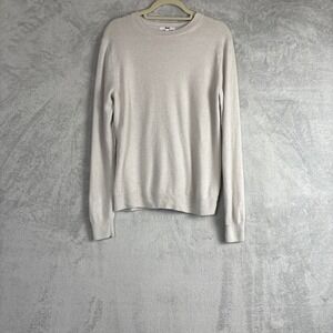 Uniqlo Women XL Oatmeal Beige 100% Cashmere Crewneck Sweater 469479